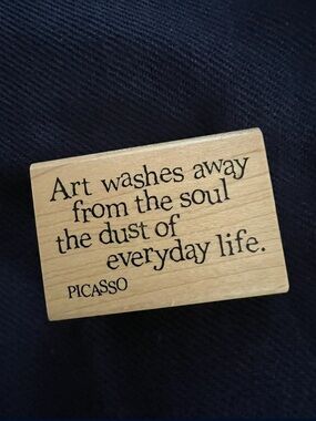 Wooden Stamp with Picasso Quote - Natural Wood